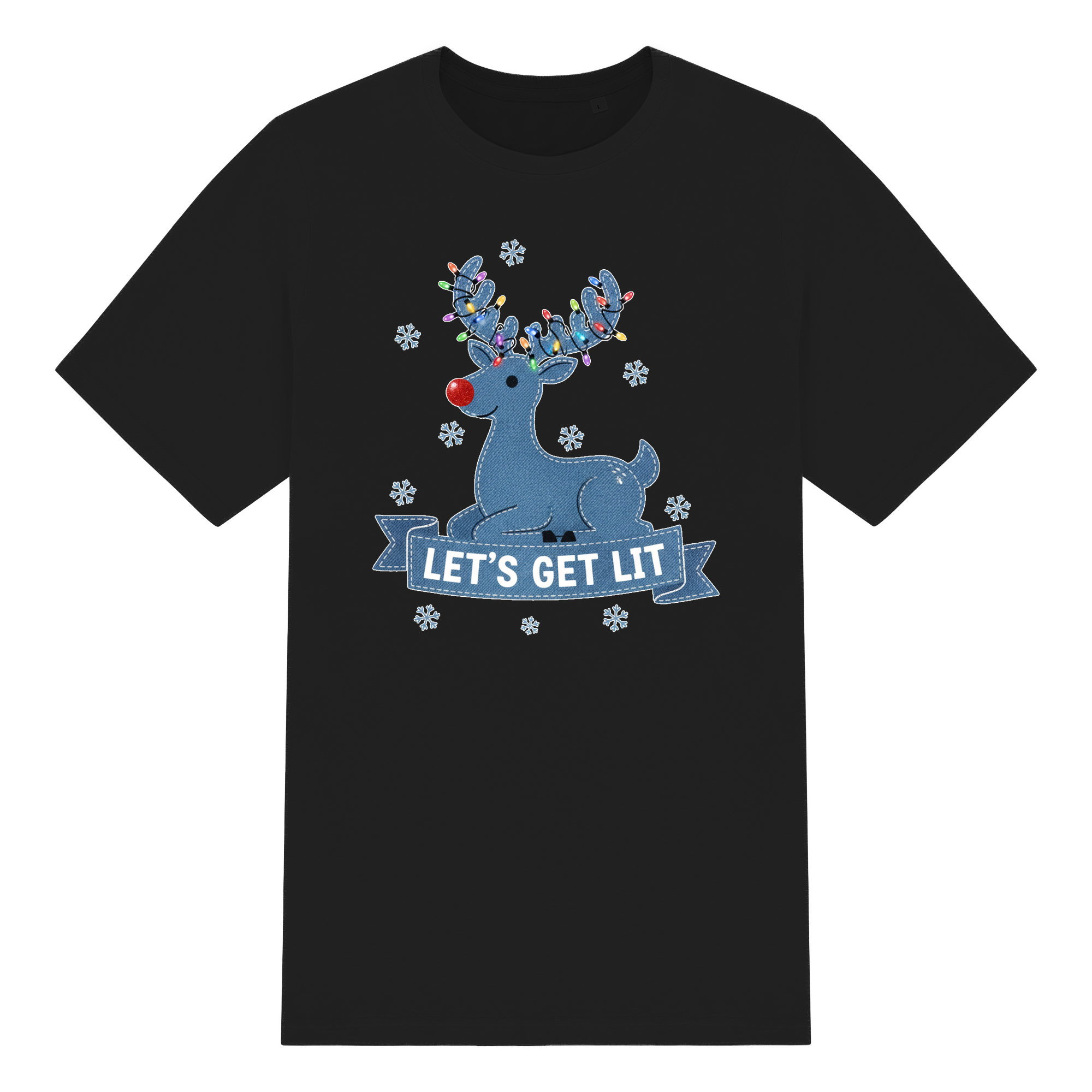 Christmas Reindeer T Shirt 100% Cotton Lets Get Lit Funny Unisex Tee Crew Neck - Picture 6 of 17