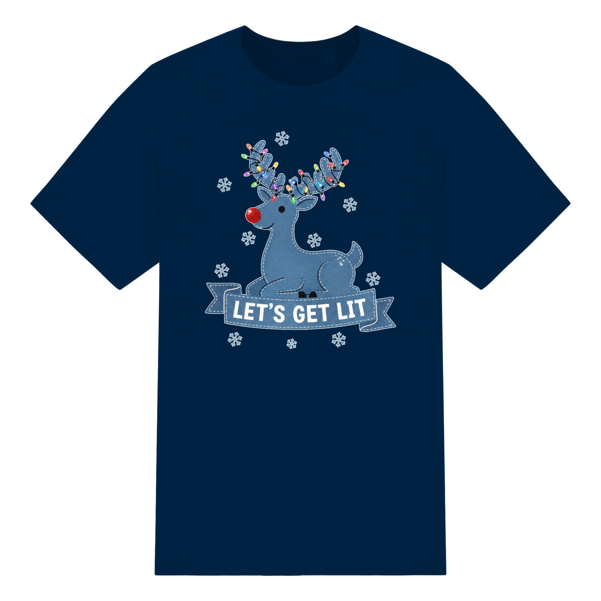 Christmas Reindeer T Shirt 100% Cotton Lets Get Lit Funny Unisex Tee Crew Neck - Picture 8 of 17