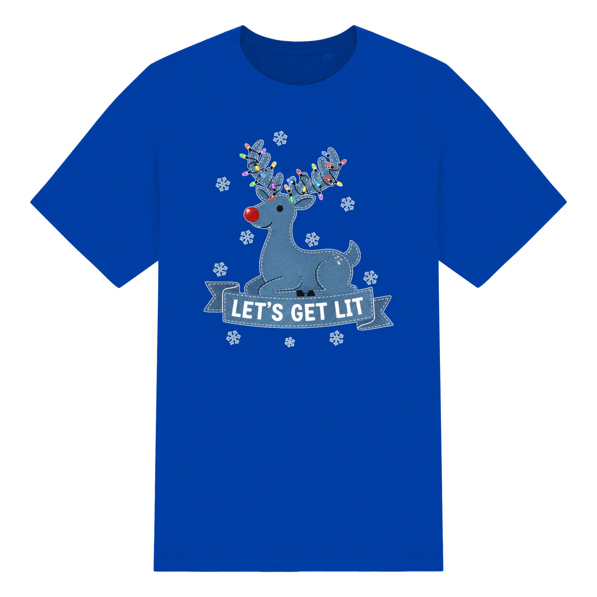 Christmas Reindeer T Shirt 100% Cotton Lets Get Lit Funny Unisex Tee Crew Neck - Picture 15 of 17