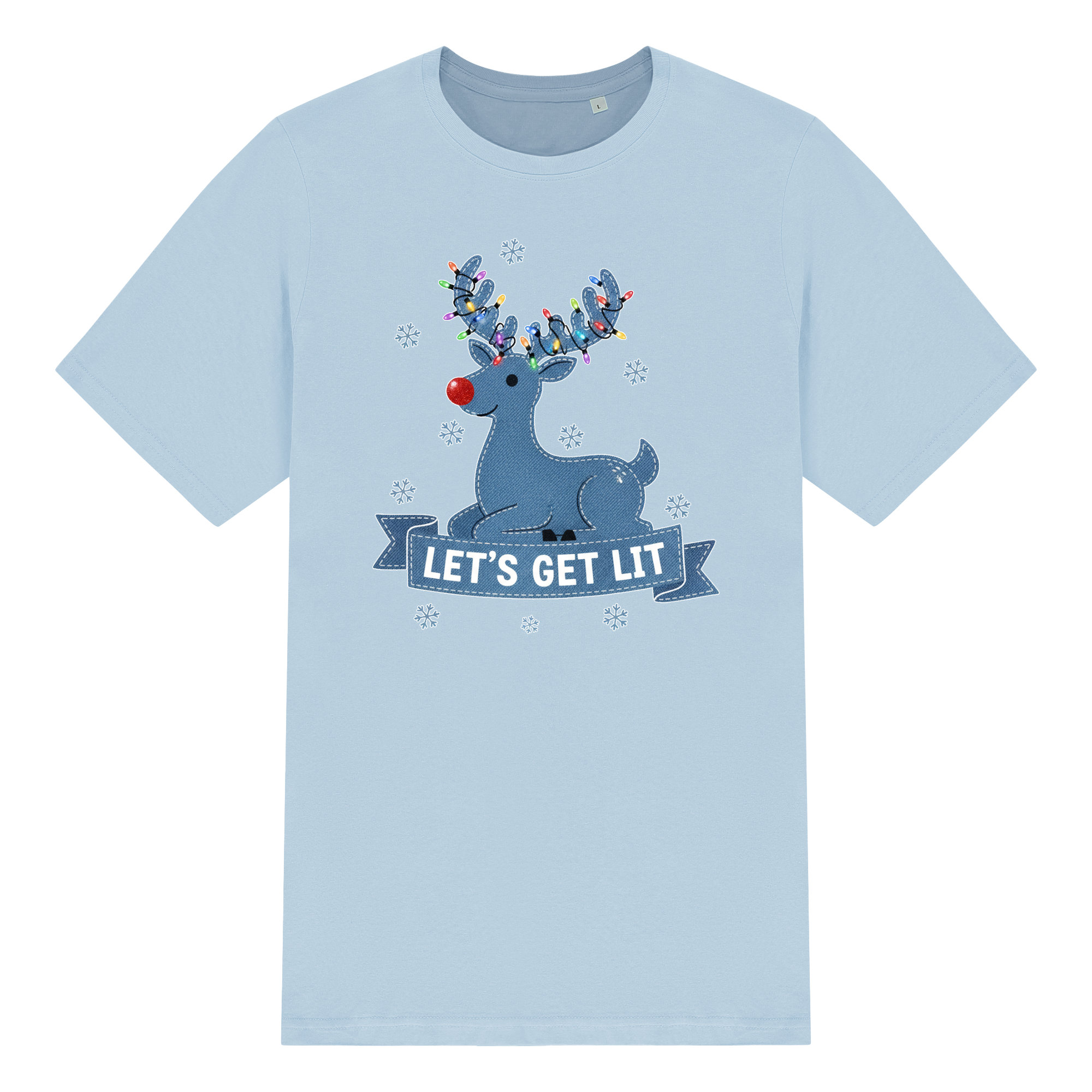 Christmas Reindeer T Shirt 100% Cotton Lets Get Lit Funny Unisex Tee Crew Neck - Picture 16 of 17