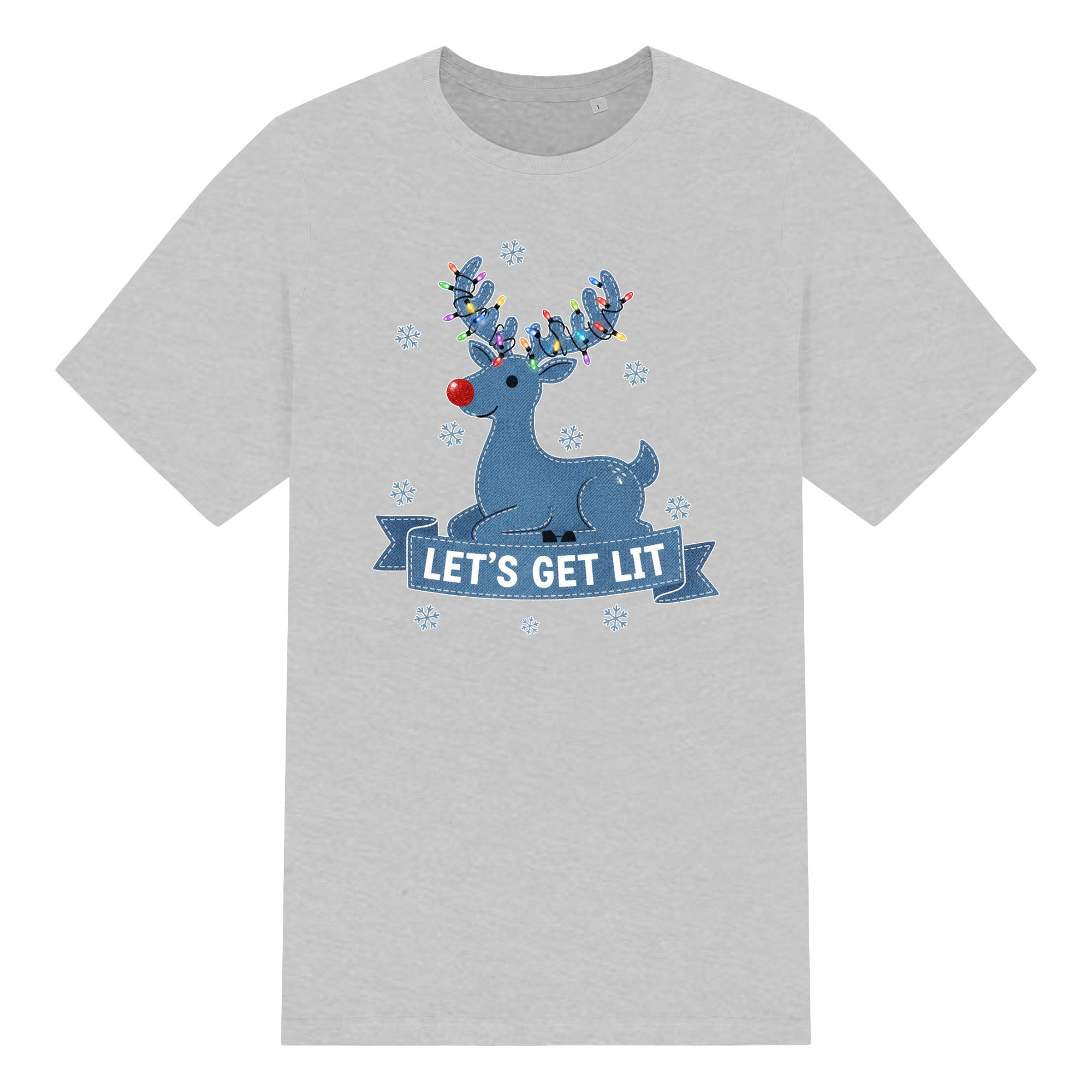 Christmas Reindeer T Shirt 100% Cotton Lets Get Lit Funny Unisex Tee Crew Neck - Picture 13 of 17