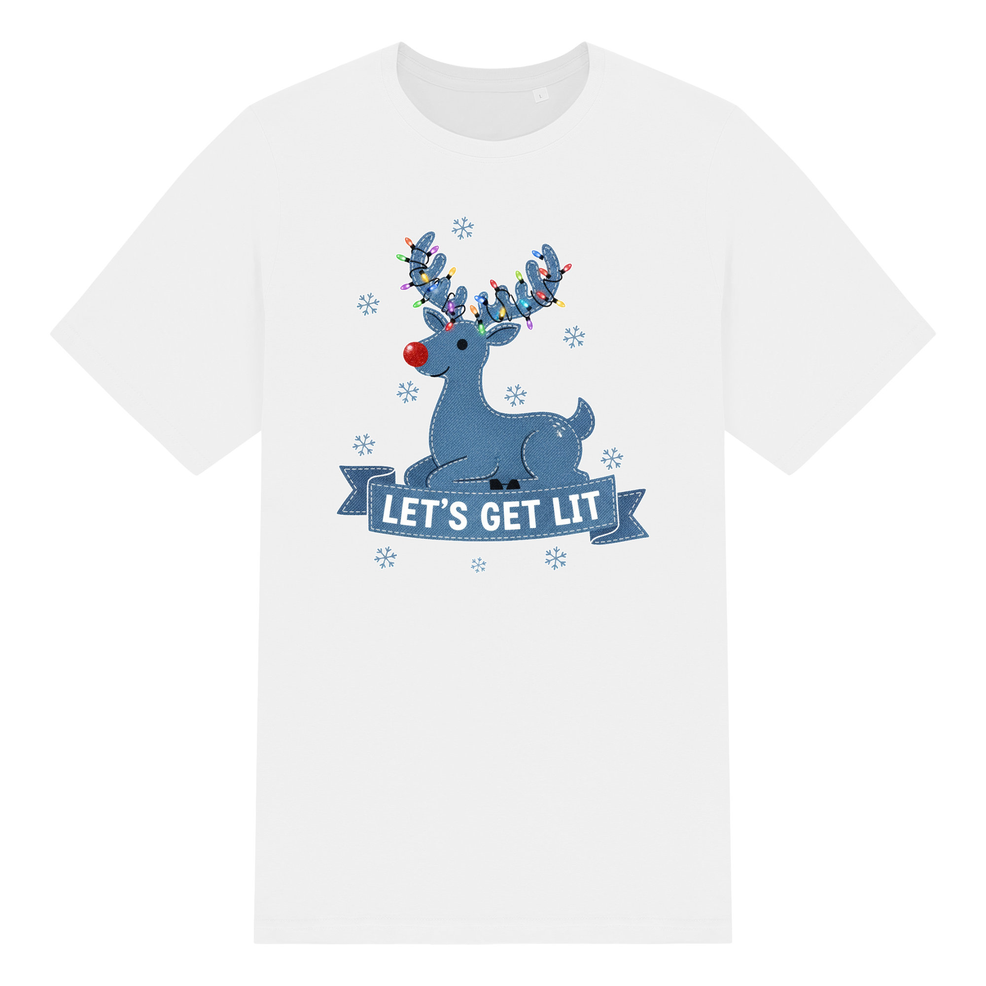 Christmas Reindeer T Shirt 100% Cotton Lets Get Lit Funny Unisex Tee Crew Neck - Picture 14 of 17
