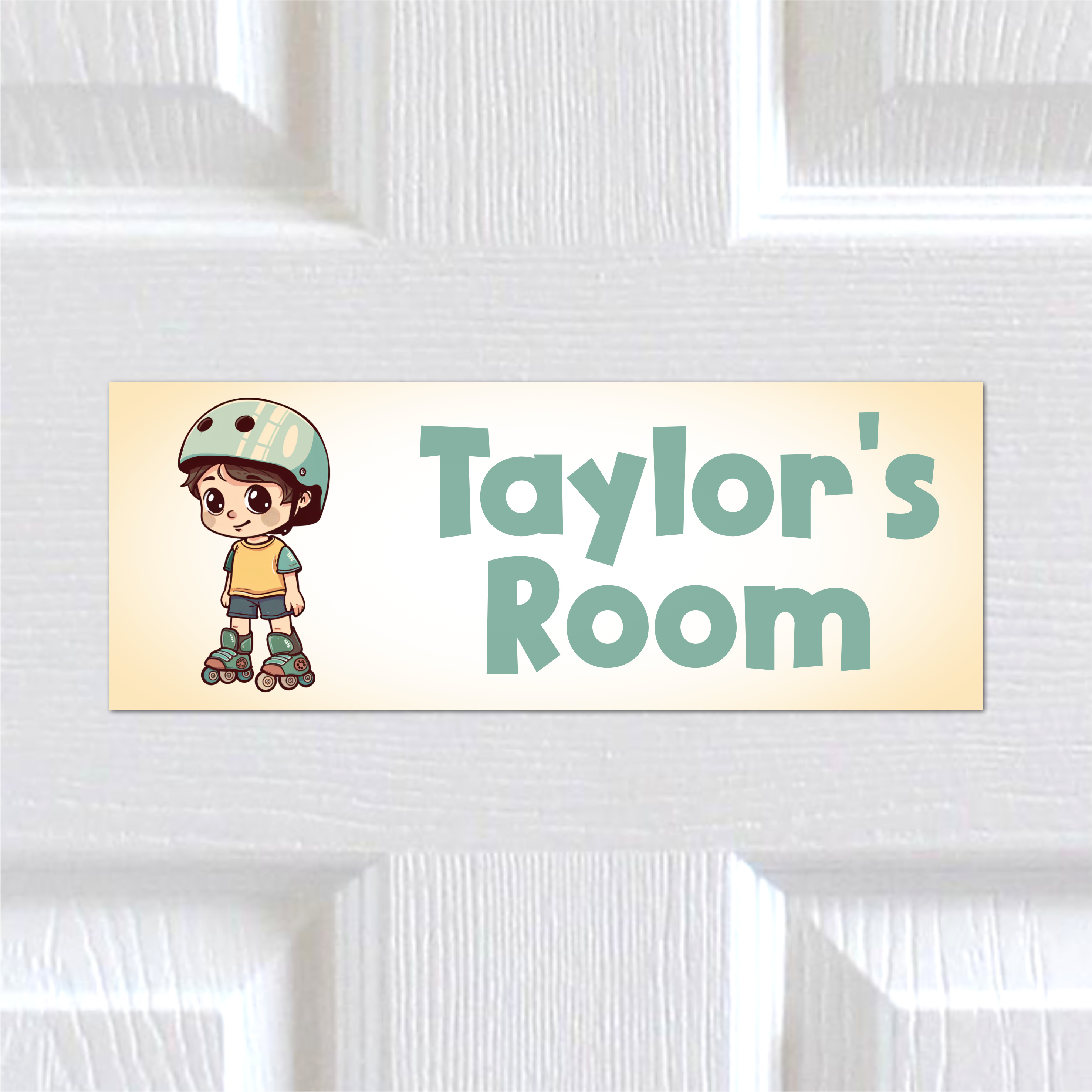 Personalised Metal Door Sign Roller Skate Boys Room Plaque Nameplate Any Text - Picture 3 of 5