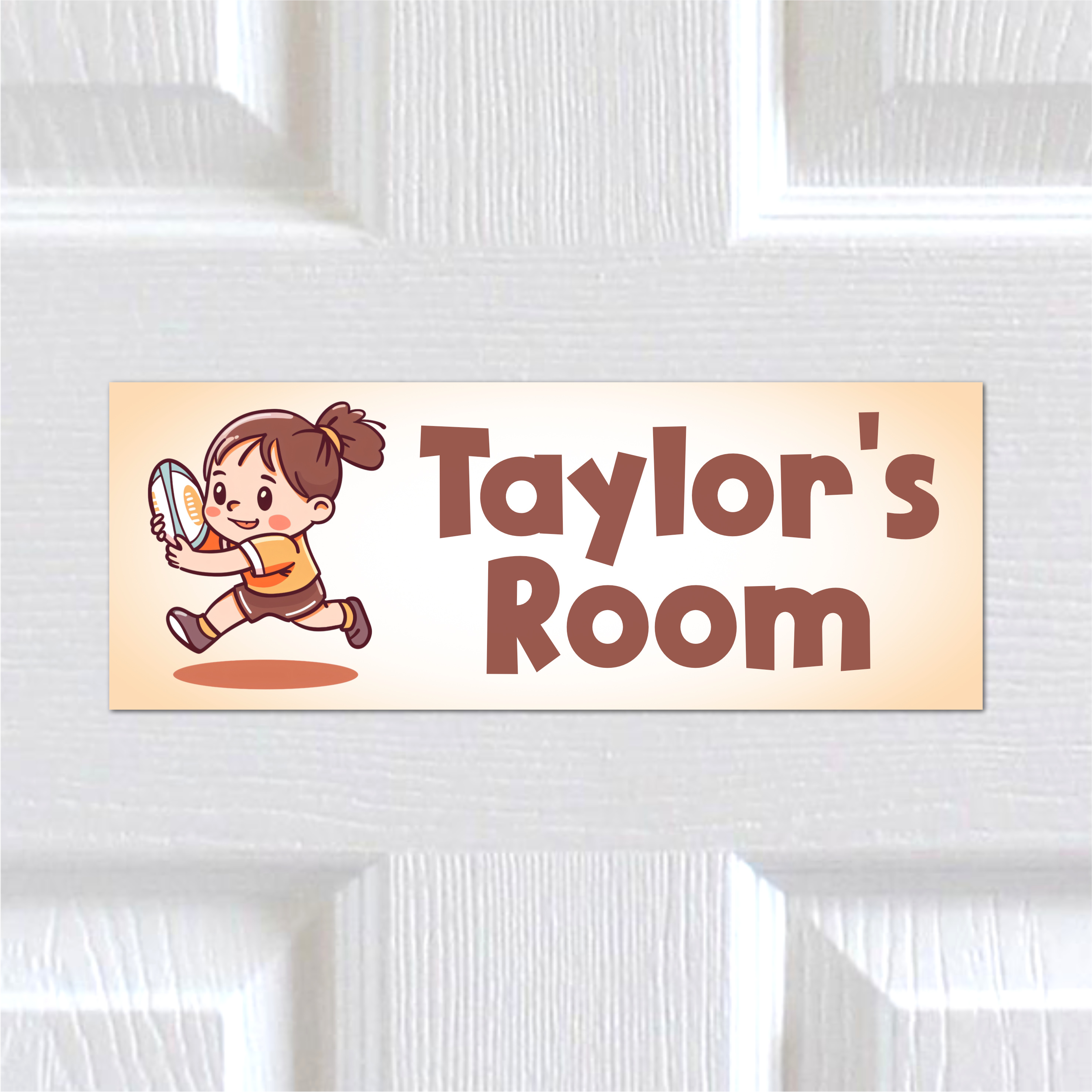 Personalised Girls Rugby Door Sign Aluminium Child Bedroom Plaque Cute. Any Text - Picture 3 of 5